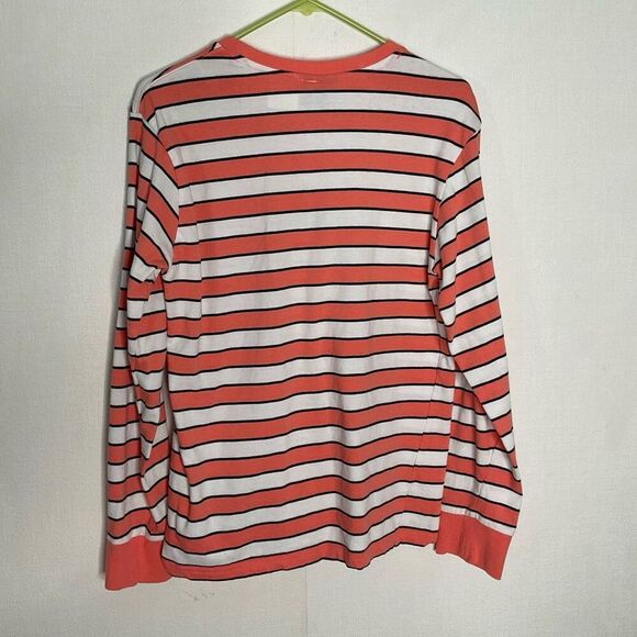 HUF Long Sleeve Shirt Womens Medium Peach Striped Embroidered 100% Cotton‎ - Picture 7 of 8